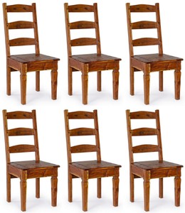 Casa Padrino ensemble de 6 chaises de salle à manger de style campagnard marron / naturel 45 x 45 x H. 105 cm - Chaises rustiques de style campagnard - Mobilier de salle à manger style campagnard