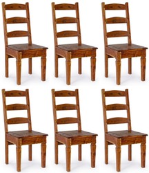 Casa Padrino ensemble de 6 chaises de salle à manger de style campagnard marron / naturel 45 x 45 x H. 105 cm - Chaises rustiques de style campagnard - Mobilier de salle à manger style campagnard