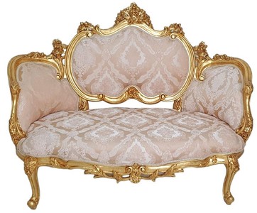Casa Padrino divano barocco rosa / bianco / oro - Divano da soggiorno fatto a mano in stile barocco - Mobili da soggiorno in stile barocco - Mobili in stile antico - Magnifici mobili barocchi