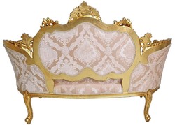 Casa Padrino canapé baroque rose / blanc / or - Canapé de salon fait main de style baroque - Meuble de salon de style baroque - Meuble de style ancien - Magnifique meuble baroque