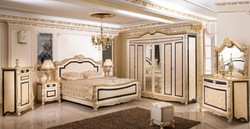 Casa Padrino luxury baroque bedside table white / beige / black / gold - Baroque style bedside table with 3 drawers - Luxury bedroom furniture in baroque style - Baroque furniture - Baroque interior