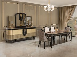 Casa Padrino mesa de comedor barroco de lujo marrón / negro / oro - Mesa de cocina rectangular de estilo barroco - Muebles de comedor barrocos de lujo - Muebles de comedor barrocos