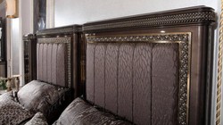 Casa Padrino letto matrimoniale barocco di lusso grigio / marrone scuro / oro - Magnifico letto in legno massello - Mobili per camera da letto di lusso in stile barocco - Arredi barocco