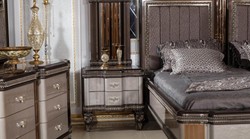 Casa Padrino letto matrimoniale barocco di lusso grigio / marrone scuro / oro - Magnifico letto in legno massello - Mobili per camera da letto di lusso in stile barocco - Arredi barocco