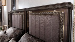 Casa Padrino set per camera da letto barocco di lusso grigio / marrone scuro / oro - 1 Letto Matrimoniale Barocco con Testiera e 2 Comodini Barocchi - Mobili camera da letto di lusso stile barocco