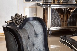 Luxus Barock Esszimmerstuhl 6er Set Hellblau Schwarz Gold Luxury Baroque Dining Chair Set of 6 Light Blue Black Gold