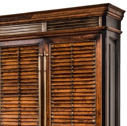 Casa Padrino armoire à livres de style vintage de luxe marron / naturel / noir 282 x 47 x H. 247 cm - Armoire en bois massif - Armoire étagère - Armoire de salon - Armoire bureau - Meuble de luxe