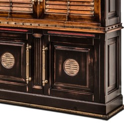 Casa Padrino armoire à livres de style vintage de luxe marron / naturel / noir 282 x 47 x H. 247 cm - Armoire en bois massif - Armoire étagère - Armoire de salon - Armoire bureau - Meuble de luxe