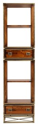Casa Padrino armoire étagère de style vintage de luxe marron / laiton 52,5 x 35 x H. 200,5 cm - Armoire de salon de style vintage avec 2 tiroirs - Meuble de salon de luxe de style vintage