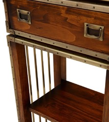 Casa Padrino armoire étagère de style vintage de luxe marron / laiton 52,5 x 35 x H. 200,5 cm - Armoire de salon de style vintage avec 2 tiroirs - Meuble de salon de luxe de style vintage
