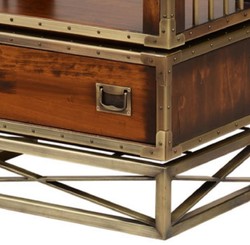 Casa Padrino armoire étagère de style vintage de luxe marron / laiton 52,5 x 35 x H. 200,5 cm - Armoire de salon de style vintage avec 2 tiroirs - Meuble de salon de luxe de style vintage