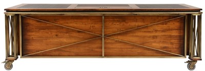 Luxus Massivholz Vintage Stil Schreibtisch Bürotisch Braun Messing Schwarz Luxury Solid Wood Vintage Style Desk Office Table Brown Brass Black