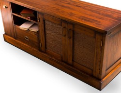 Casa Padrino armadio TV in stile vintage di lusso marrone / ottone 161 x 52 x A. 66 cm - Credenza in stile vintage con 2 ante e 2 cassetti - Mobili per soggiorno in stile vintage di lusso