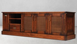 Casa Padrino Luxury Vintage Style TV Cabinet Brown / Brass 204 x 52 x H. 66 cm - Vintage Style Sideboard with 3 Doors and 2 Drawers - Vintage Style Furniture - Luxury Living Room Furniture