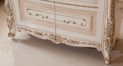 Casa Padrino vitrine baroque de luxe blanc / beige / or - Vitrine de style baroque avec 2 portes vitrées - Meuble de salle à manger de luxe de style baroque - Meuble de salle à manger baroque
