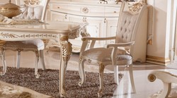 Casa Padrino table à manger baroque de luxe blanc / beige / or - Table de cuisine rectangulaire de style baroque - Meuble de salle à manger baroque de luxe - Ameublement baroque