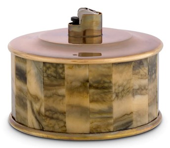 Casa Padrino luxury lighter holder vintage brass / brown Ø 13 x H. 10 cm - Round decorative lighter holder - Decorative Accessories - Luxury Quality