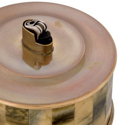 Runder Luxus Deko Feuerzeughalter Vintage Messing Braun Round Luxury Decorative Lighter Holder Vintage Brass Brown