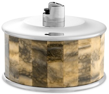 Casa Padrino luxury lighter holder silver / brown Ø 13 x H. 10 cm - Round decorative lighter holder - Decorative Accessories - Luxury Quality