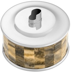 Casa Padrino luxury lighter holder silver / brown Ø 13 x H. 10 cm - Round decorative lighter holder - Decorative Accessories - Luxury Quality