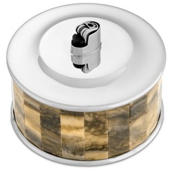 Casa Padrino luxury lighter holder silver / brown Ø 13 x H. 10 cm - Round decorative lighter holder - Decorative Accessories - Luxury Quality