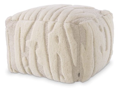 Casa Padrino luxury stool ivory 60 x 60 x H. 40 cm - Square living room pouf with handwoven New Zealand wool - Living room furniture - Luxury furniture - Luxury furnishings