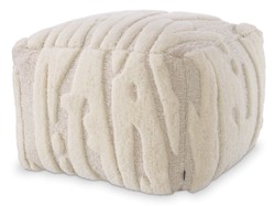 Casa Padrino sgabello di lusso avorio 60 x 60 x A. 40 cm - Pouf quadrato da salotto con lana della Nuova Zelanda intrecciata a mano - Mobili da soggiorno - Mobili di lusso - Arredi di lusso