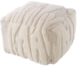 Casa Padrino sgabello di lusso avorio 60 x 60 x A. 40 cm - Pouf quadrato da salotto con lana della Nuova Zelanda intrecciata a mano - Mobili da soggiorno - Mobili di lusso - Arredi di lusso