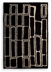 Casa Padrino tapis de luxe en laine noir / ivoire 200 x 300 cm - Tapis de salon tissé main - Accessoires de décoration salon - Meuble de luxe - Intérieur de luxe