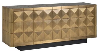 Casa Padrino luxury sideboard gold / black 180 x 45 x H. 77 cm - Solid wood cabinet with 3 doors - Living room furniture - Dining room furniture - Luxury furniture - Luxury furnishings