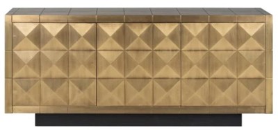 Casa Padrino Luxus Sideboard Gold / Schwarz 180 x 45 x H. 77 cm - Massivholz Schrank mit 3 Türen - Wohnzimmer Möbel - Esszimmer Möbel - Luxus Möbel - Luxus Einrichtung