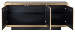 Casa Padrino buffet de luxe or / noir 180 x 45 x H. 77 cm - Armoire en bois massif avec 3 portes - Meuble de salon - Meuble de salle à manger - Meuble de luxe - Ameublement de luxe