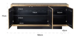 Casa Padrino buffet de luxe or / noir 180 x 45 x H. 77 cm - Armoire en bois massif avec 3 portes - Meuble de salon - Meuble de salle à manger - Meuble de luxe - Ameublement de luxe
