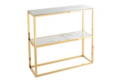 Casa Padrino consola oro / blanco / gris 80 x 26 x H. 80 cm - mesa consola con tapa de vidrio - muebles de sala Casa Padrino consola oro / blanco / gris 80 x 26 x H. 80 cm - mesa consola con tapa de vidrio - muebles de sala