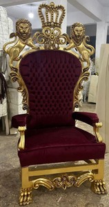 Casa Padrino baroque throne armchair with fine velvet fabric bordeaux red / gold - Handmade baroque style royal armchair - Magnificent wedding armchair - Giant armchair in baroque style