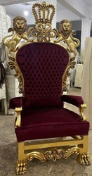 Casa Padrino fauteuil trône baroque avec tissu velours fin bordeaux rouge / or - Fauteuil royal fait main style baroque - Magnifique fauteuil de mariage - Fauteuil géant de style baroque