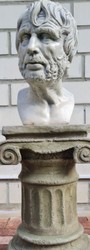 Casa Padrino Art Nouveau Garden Deco Stone Bust Man Gray 17 x 26 x H. 41 cm - Garden Deco Stone Sculpture - Baroque & Art Nouveau Garden Deco