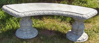 Casa Padrino Banc de Jardin en Pierre Art Nouveau Gris 156 x 46 x H. 48 cm - Banc de Jardin Galbé avec Ornements - Banc de Jardin en Pierre - Meubles de Jardin Baroque & Art Nouveau