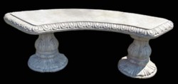 Casa Padrino Art Nouveau Stone Garden Bench Gray 156 x 46 x H. 48 cm - Curved Garden Bench with Ornaments - Stone Garden Bench - Baroque & Art Nouveau Garden Furniture