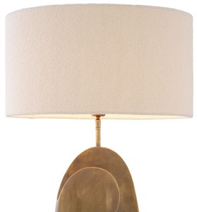 Casa Padrino Luxus Tischleuchte Vintage Messing / Schwarz / Creme Ø 50 x H. 83 cm - Schreibtischleuchte mit rundem Lampenschirm - Luxus Tischleuchten - Luxus Schreibtischleuchten - Luxus Leuchten
