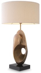 Casa Padrino luxury table lamp vintage brass / black / cream Ø 50 x H. 83 cm - Desk lamp with round lampshade - Luxury table lamps - Luxury desk lamps - Luxury lights - Luxury desk lights