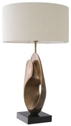 Casa Padrino luxury table lamp vintage brass / black / cream Ø 50 x H. 83 cm - Desk lamp with round lampshade - Luxury table lamps - Luxury desk lamps - Luxury lights - Luxury desk lights
