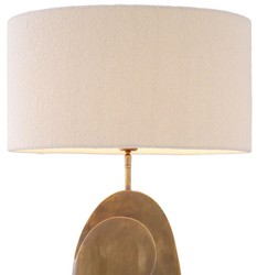 Casa Padrino luxury table lamp vintage brass / black / cream Ø 50 x H. 83 cm - Desk lamp with round lampshade - Luxury table lamps - Luxury desk lamps - Luxury lights - Luxury desk lights