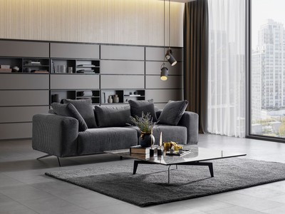 Casa Padrino Luxus Sofa Schwarz / Weiß 253 x 96 x H. 87 cm - Wohnzimmer Sofa - Hotel Sofa - Wohnzimmer Möbel - Wohnzimmer Einrichtung - Hotel Möbel - Luxus Möbel - Luxus Einrichtung