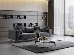 Casa Padrino luxury sofa black / white 253 x 96 x H. 87 cm - Living room sofa - Hotel sofa - Living room furniture - Living room furnishings - Hotel furniture - Luxury furniture