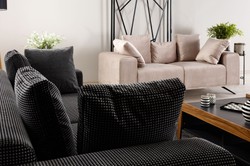 Casa Padrino luxury sofa black / white 253 x 96 x H. 87 cm - Living room sofa - Hotel sofa - Living room furniture - Living room furnishings - Hotel furniture - Luxury furniture
