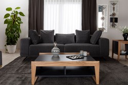 Casa Padrino luxury sofa black / white 253 x 96 x H. 87 cm - Living room sofa - Hotel sofa - Living room furniture - Living room furnishings - Hotel furniture - Luxury furniture