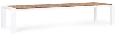 Ausziehbarer Luxus Teakholz Aluminium Garten Terrassen Tisch Esstisch Naturfarben Weiß Extendable Luxury Teak Aluminum Garden Patio Table Dining Table Natural White