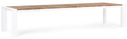 Casa Padrino tavolo da giardino di lusso naturale / bianco 253-384 x 110 x A. 75 cm - Tavolo da pranzo allungabile da giardino con piano in teak e gambe in alluminio - Mobili da giardino