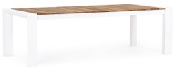 Casa Padrino tavolo da giardino di lusso naturale / bianco 253-384 x 110 x A. 75 cm - Tavolo da pranzo allungabile da giardino con piano in teak e gambe in alluminio - Mobili da giardino